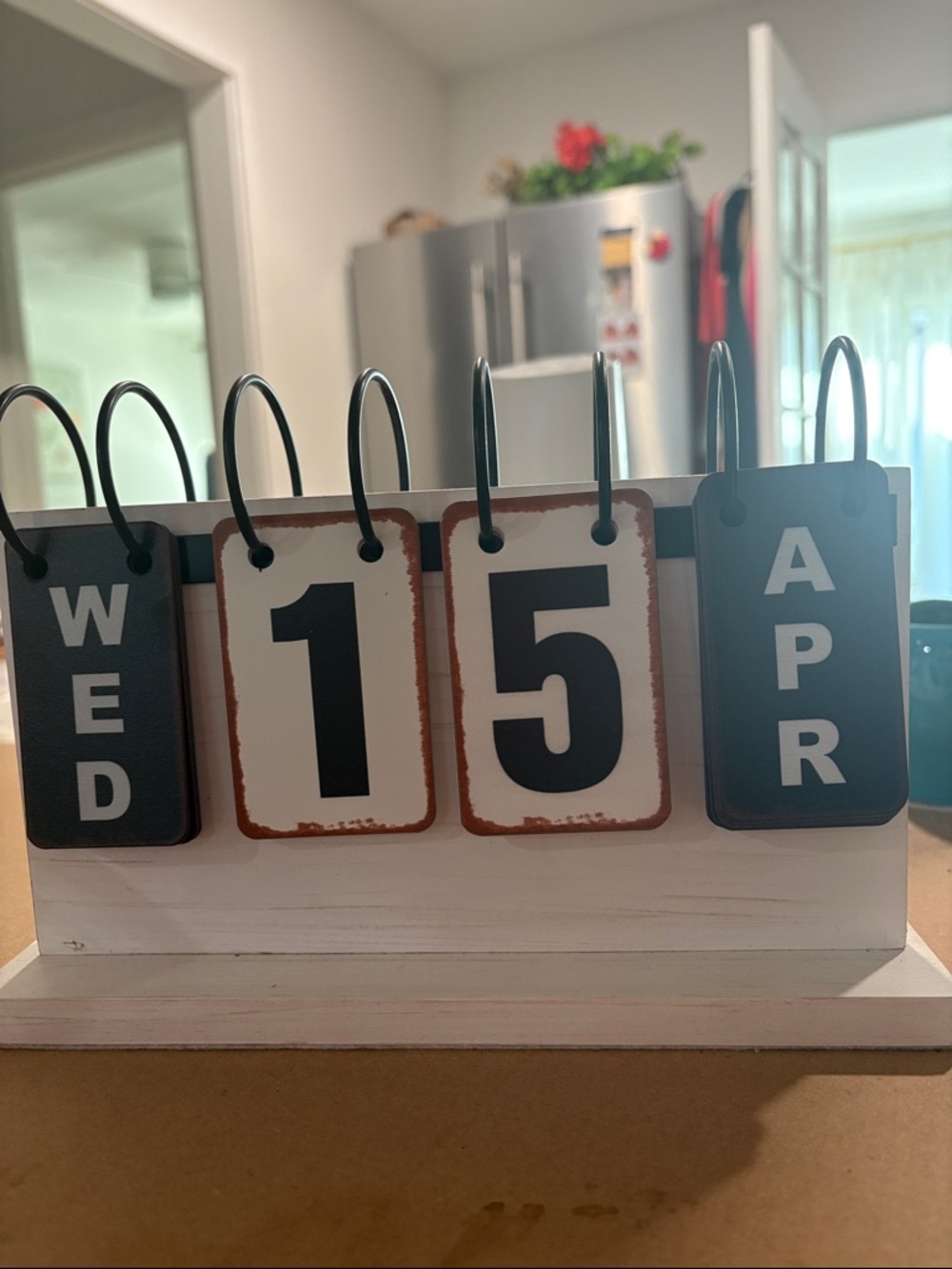 Wooden Perpetual Desk Calendar - Black & White
